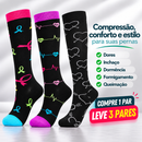 Kit 3 Pares de Meias Compressivas Vibrantes ColorFlex™ - Preto/ Energia