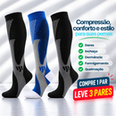 Kit 3 Pares de Meias Compressivas Vibrantes ColorFlex™ - Pretas Sport