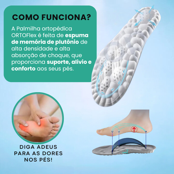 Palmilhas OrtoFlex™ - Absorção de Choque/Anti Impacto + Conforto