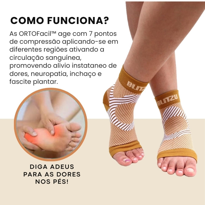 ORTOFacil™ - Compressão Graduada Para Neuropatia, Má Circulação e Fascite Plantar