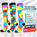 Kit 3 Pares de Meias Compressivas Vibrantes ColorFlex™ - Preto/ Vibe