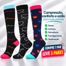 Kit 3 Pares de Meias Compressivas Vibrantes ColorFlex™ - Preto/ Sintonia