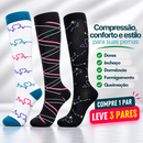 Kit 3 Pares de Meias Compressivas Vibrantes ColorFlex™ - Preto/ Essência
