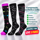Kit 3 Pares de Meias Compressivas Vibrantes ColorFlex™ - Preto/ Charme