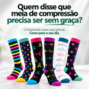 Kit 3 Pares de Meias Compressivas ColorFlex™ - Pretas Com Detalhes