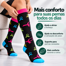 Kit 3 Pares de Meias Compressivas ColorFlex™ - Pretas Com Detalhes