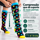Kit 3 Pares de Meias Compressivas ColorFlex™ - Pretas Com Detalhes