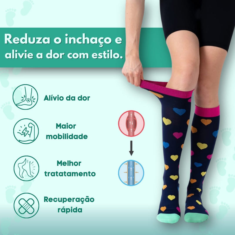 Kit 3 Pares de Meias Compressivas Vibrantes ColorFlex™ - Vibração