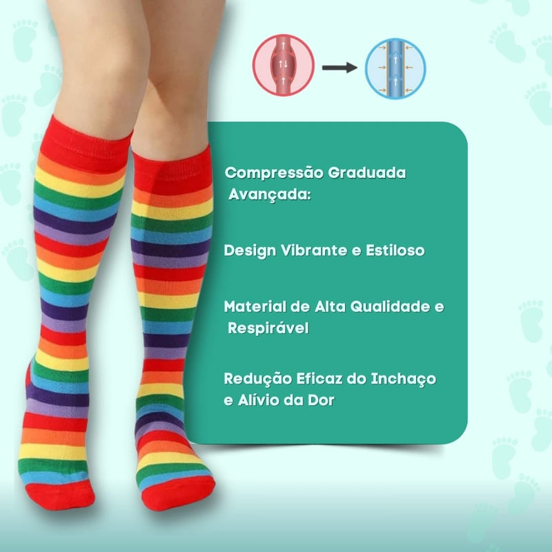 Kit 3 Pares de Meias Compressivas Vibrantes ColorFlex™ - Vibração