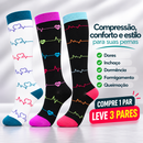 Kit 3 Pares de Meias Compressivas Vibrantes ColorFlex™ - Preto/ Harmonia