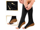 Meia De Media Compressão Zíper OrtoLife™ - Preto Com Detalhe Caramelo - Parcele em até 12x + Frete Grátis