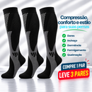 Kit 3 Pares de Meias Compressivas Vibrantes ColorFlex™ - Pretas Sport