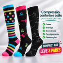 Kit 3 Pares de Meias Compressivas Vibrantes ColorFlex™ - Preto/ Constelação