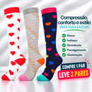 Kit 3 Pares de Meias Compressivas Vibrantes ColorFlex™ - Preto/ Atitude