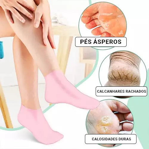 Meias de Silicone Hidratantes - Trata Rachaduras e Rececamento - Efeito SPA em casa -!