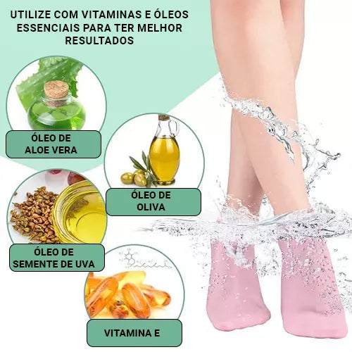 Meias de Silicone Hidratantes - Trata Rachaduras e Rececamento - Efeito SPA em casa -!